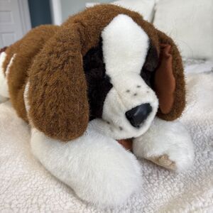VTG Folkmanis St. Bernard Plush Hand Puppet  Large Realistic Stuffed Animal Toy